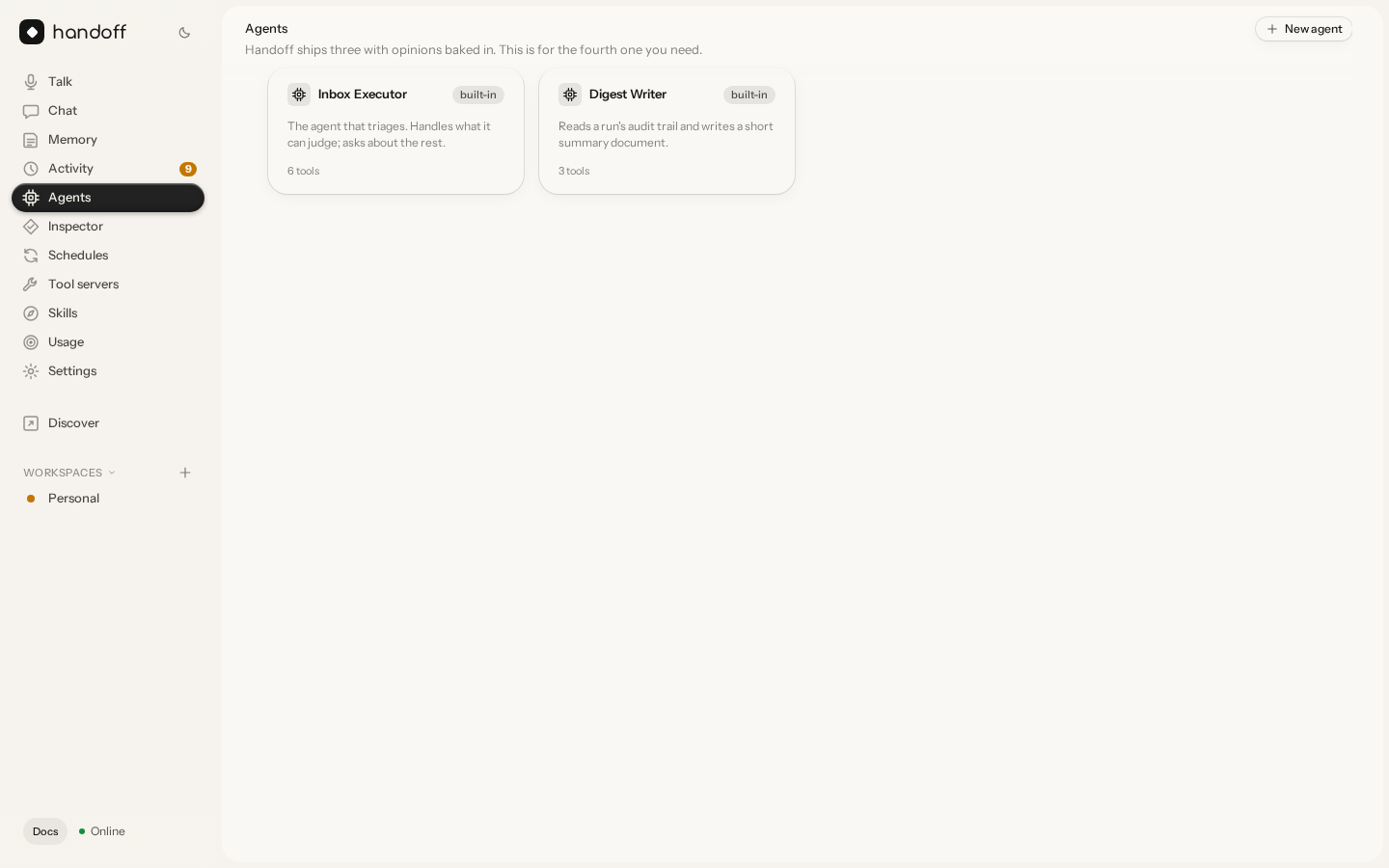 The agent workbench: run any agent on a prompt, with result, tool calls and trace